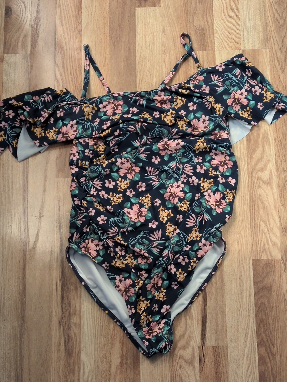 Maternity Floral Off-Shoulder One-Piece Swimsuit